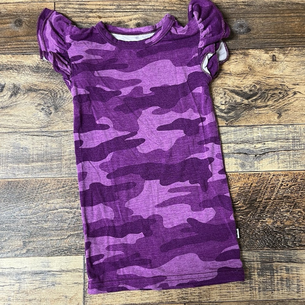 Little Sleepies Play Bamboo Flutter Sleeve Top Baby Girls 12-18m Purple‎ Camo